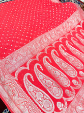 Beautifull pure khaddi shiffon saree in cherri red colour