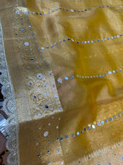 Beautifull Pure Tissue saree with mirror work