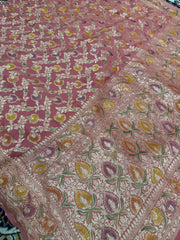 Beautifull khaddi shiffon Saree in jal pattern
