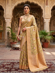 BANARSI TISSUE WITH HAND MADE EMBROIDERY
