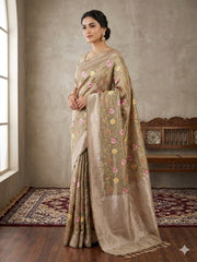 BANARSI TISSUE WITH HAND MADE EMBROIDERY