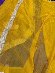 Beautifull Pure Khaddi Shiffon saree in contrast colour